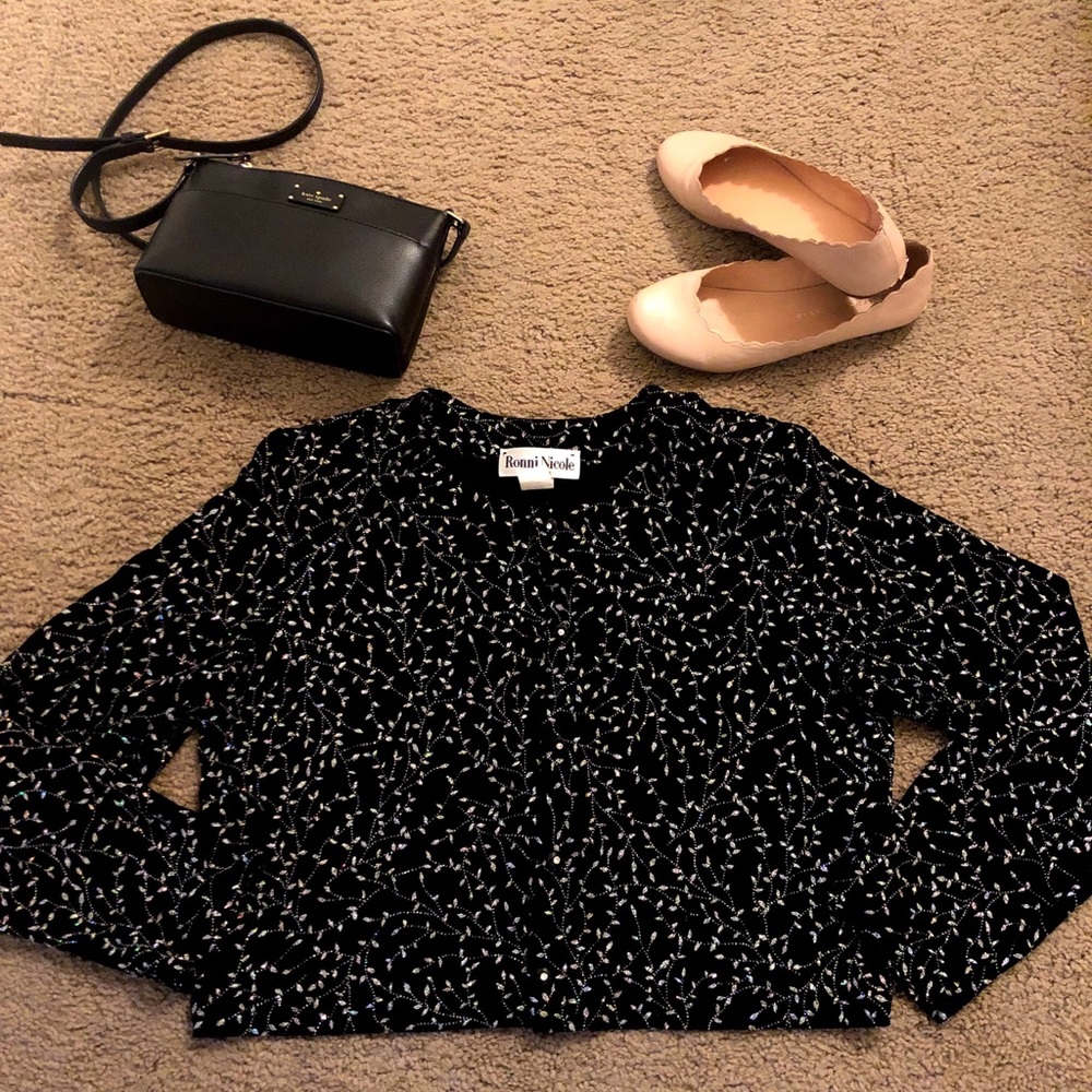 Ronni Nicole Black Cardigan with Sparkle Detail